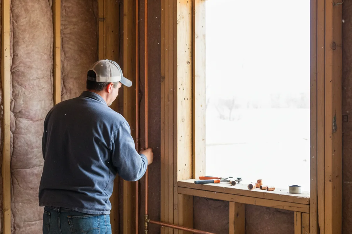 Licensed plumber running new copper supply lines in a Coal Center home
