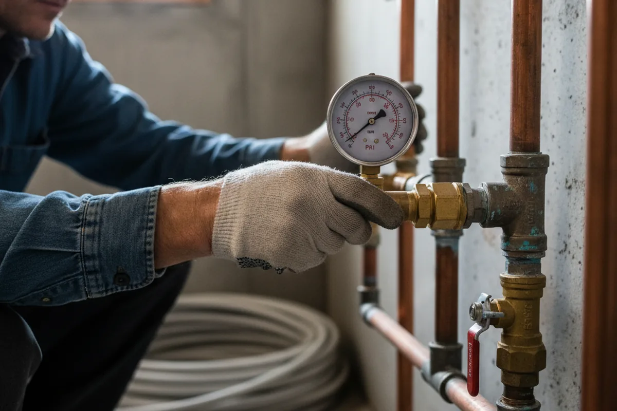 Pressure testing a repaired line during Water Line Repair in Coal Center